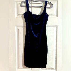 Blue velvet cocktail dress
